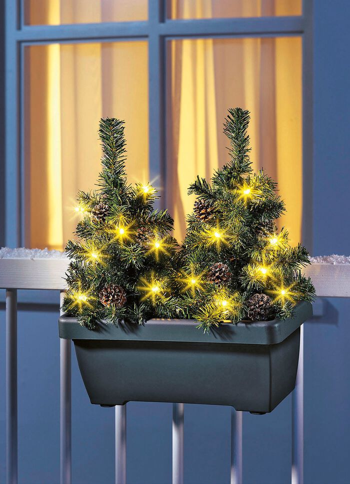Balkonkasten mit LED-Bäumchen 