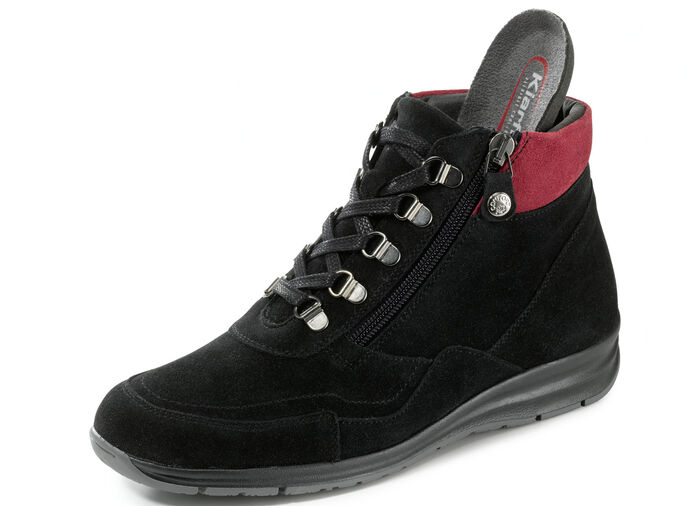 Schnür-Bootie mit praktischem Seiteneissverschluss SCHWARZ-ROT