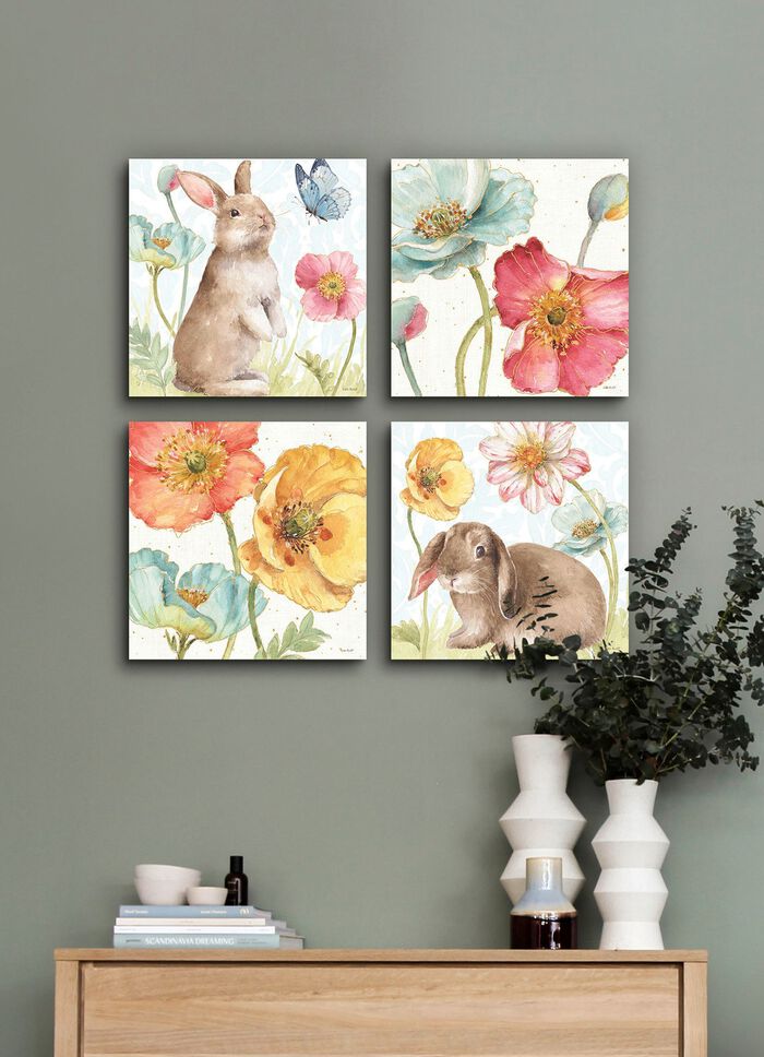 Hochwertige Leinwandbilder im Aquarell-Stil, 4-teilig 