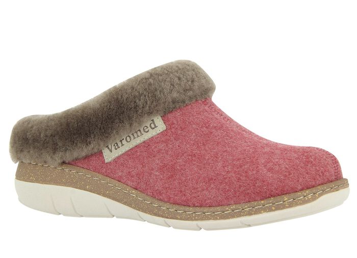 Hausschuh mit Lammfellkragen BEERE