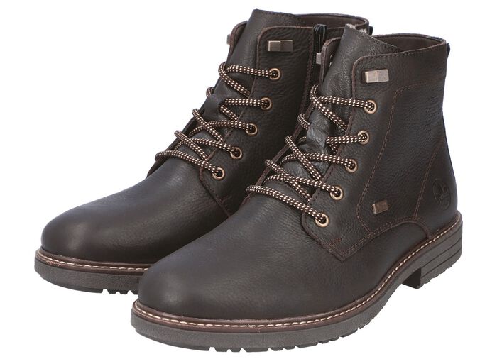 Rieker Schn&uuml;r-Boot mit Warmfutter aus Lammfell und Pl&uuml;schmaterial DUNKELBRAUN