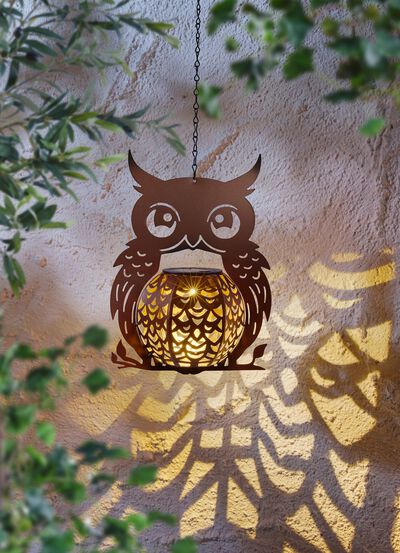 Solar-H&auml;ngeleuchte mit Eulen-Motiv 