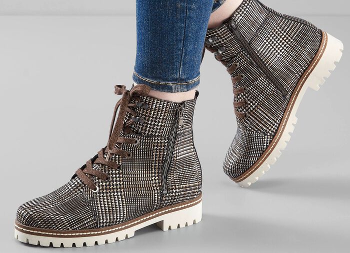 Waldl&auml;ufer Schn&uuml;r-Stiefelette mit zartem Metallic-Schimmer BRAUN