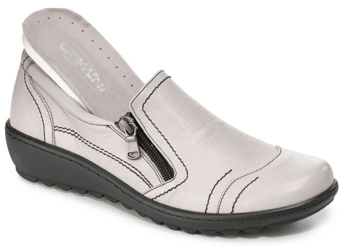 Gemini Slipper aus weichem Rind-Nappaleder KIESEL