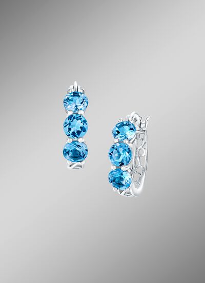 Verzierte Creolen mit Blautopas 