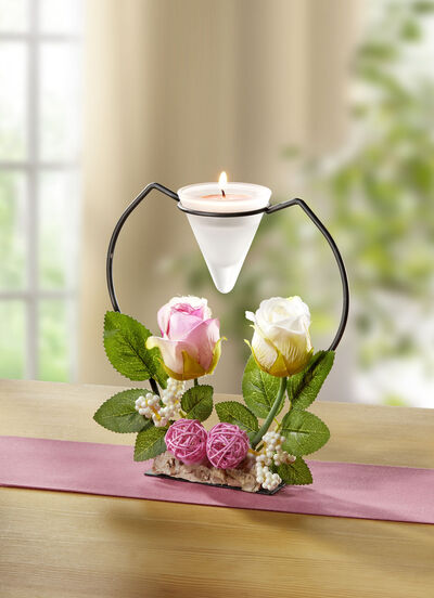 Teelichthalter mit Rosenblüten 