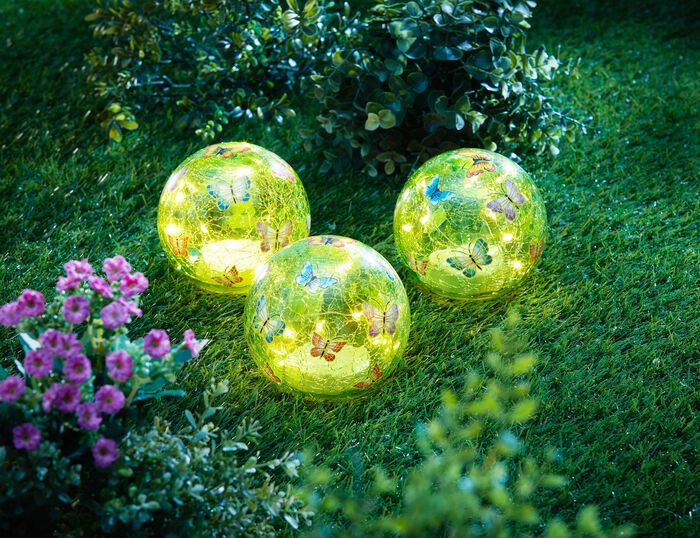 LED-Glaskugeln &laquo;Schmetterling&raquo;, 3er-Set 