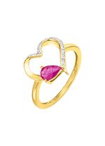 Damenring mit echt Rubin im herzf&ouml;rmigen Ringkopf 