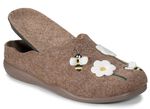 Laurina Filz-Pantoffel mit s&uuml;sser Applikation und Stickerei NATURBRAUN