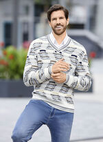 Modischer V-Pullover mit Intarsienmuster, 