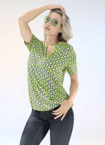Shirt mit Zierband am V-Schlitz, 