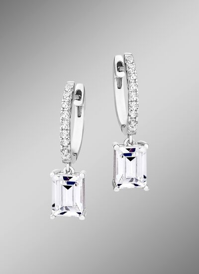 Klappcreolen aus Silber 925/- fein mit synth. Zirkonia 