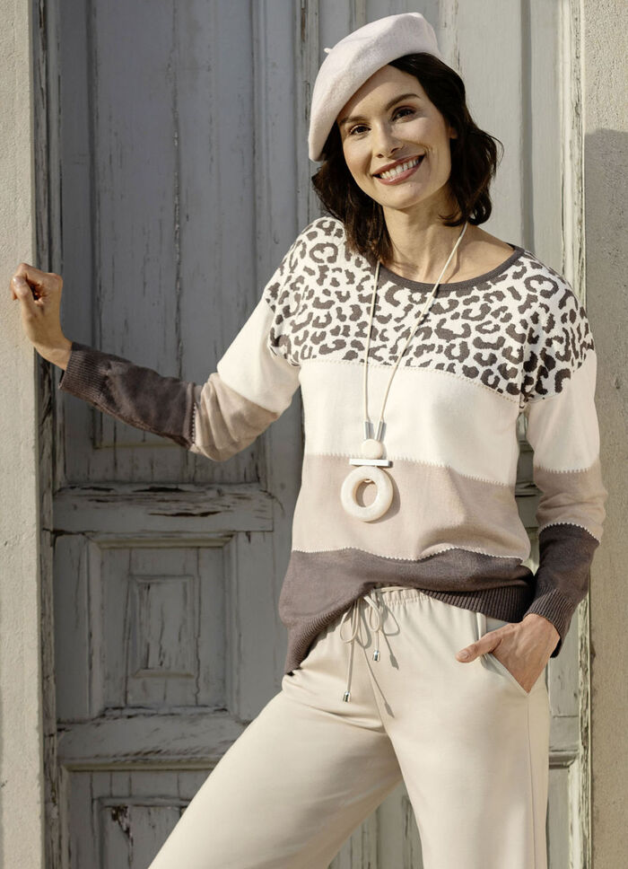 Pullover in Feinstrick ECRU-BEIGE-BRAUN