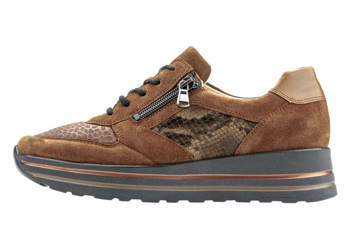 Waldl&auml;ufer Schn&uuml;rschuh mit Stretchmaterial im Ballenbreich COGNAC