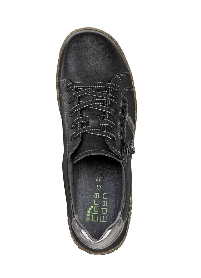 ELENA EDEN Schnürschuh aus feinem Nappaleder SCHWARZ-ALTSILBER