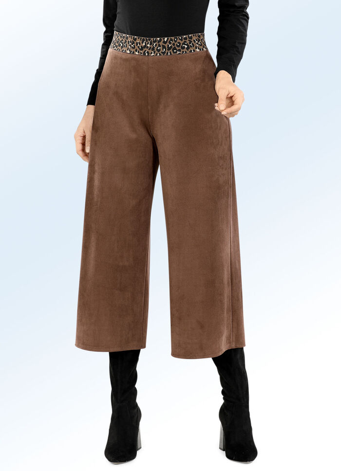 Weich flie&szlig;ende Culotte in Wildleder-Optik COGNAC