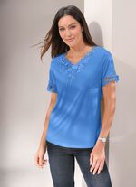 Shirt mit floraler Spitze in 5 Farben BLEU