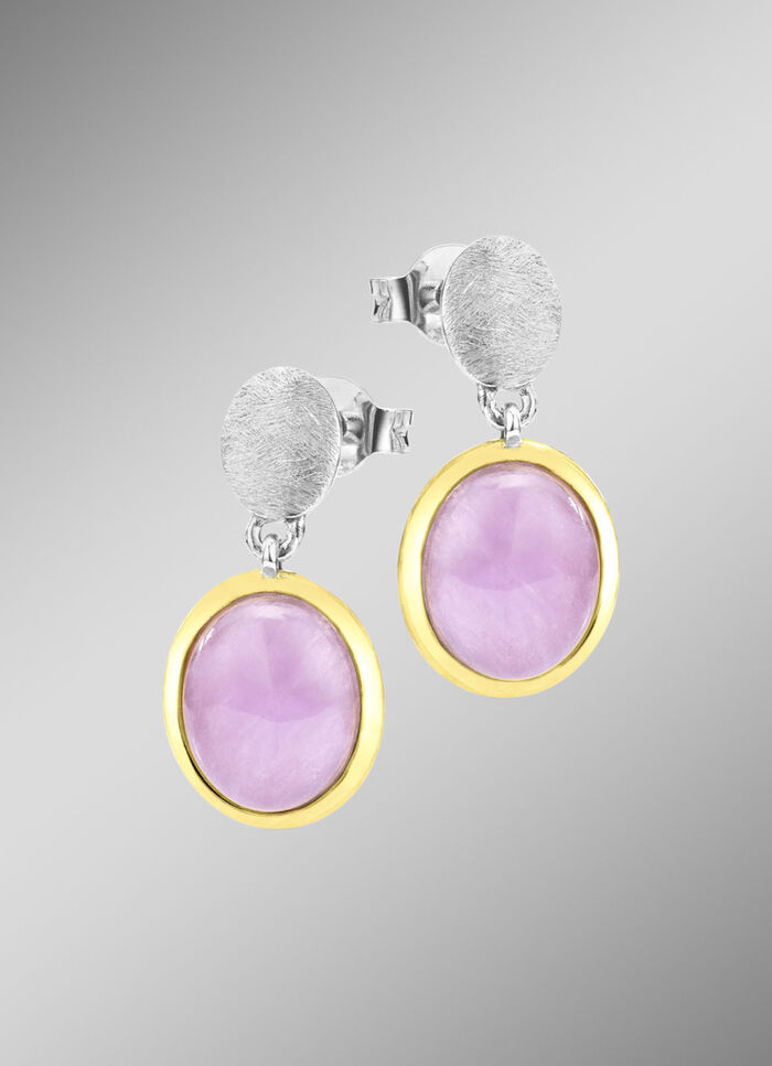 Ohrstecker in Bicolor mit Milky-Kunzit 