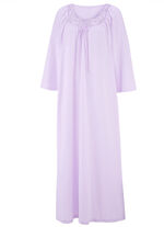 Nachthemd, knöchellang und Stickereispitze  FLIEDER