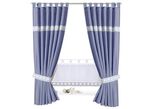 Übergardine mit Häkelborte BLAU-WEISS