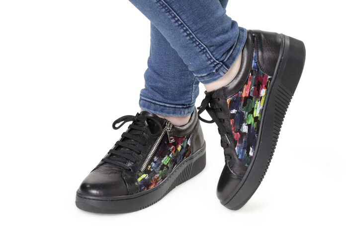 Gemini Schnürschuh mit modernem Aufdruck SCHWARZ