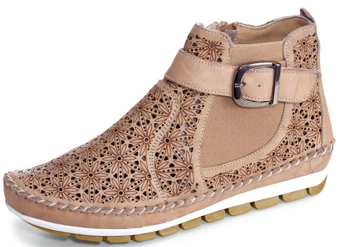 Gemini, sommerliche Damen-Stiefeletten, Weite G, mit herausnehmbarem Fussbett TAUPE
