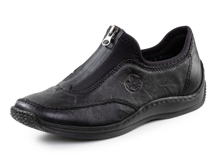 Rieker, klassische Damen-Slipper, mit Reissverschluss SCHWARZ