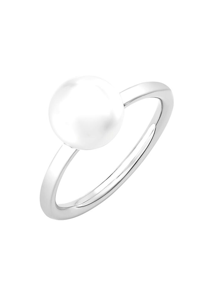 Klassischer Damenring mit Süsswasser-Zuchtperle 