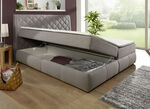 Boxspringbett mit Bettkasten und Topper GRAU