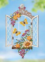 Fensterbild Fr&uuml;hlingsfenster aus echter Plauener Spitze 