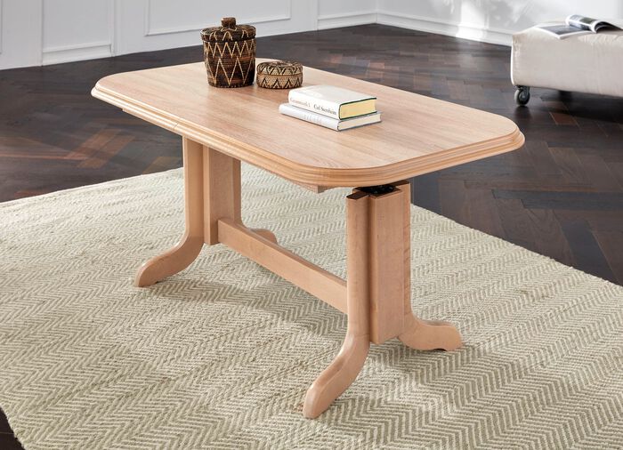 Couchtisch mit Gestell aus massivem Buchenholz EICHE SONOMA