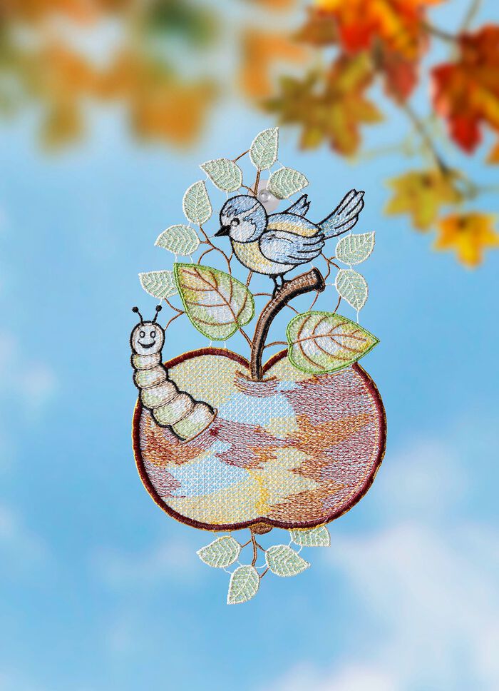 Fensterbild aus echter Plauener Spitze 