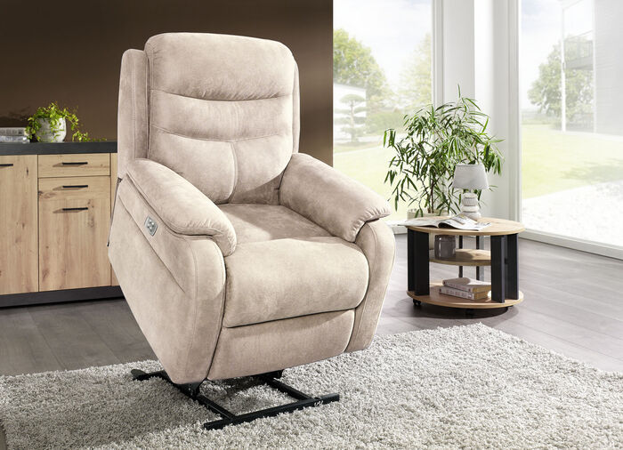 Elektrisch verstellbarer TV-Sessel mit Motor und Aufstehhilfe BEIGE
