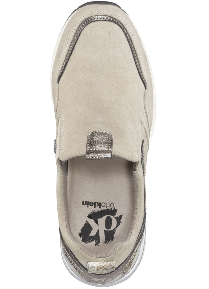 Slipper aus Rind-Veloursleder BEIGE
