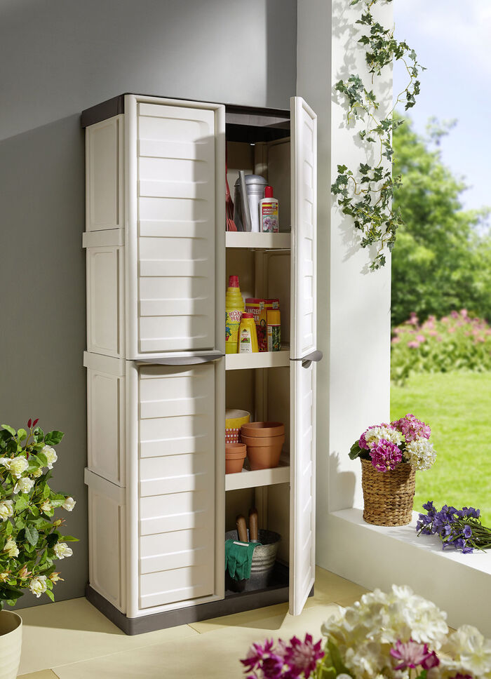 Praktische Gartenschränke mit Stahlscharnieren BEIGE-TAUPE