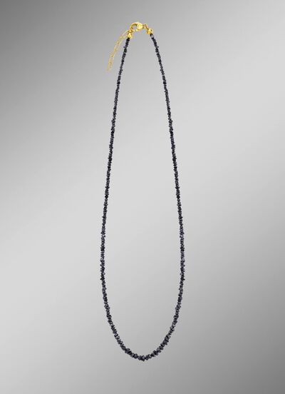 Aussergew&ouml;hnliche Halskette mit Roh-Diamanten in Dunkelgrau 