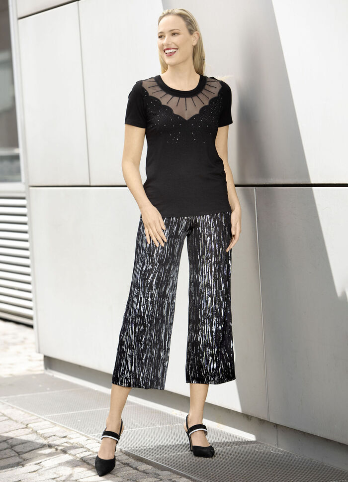 Culotte mit edlem Glanzdruck SCHWARZ-SILBER
