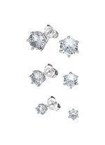 Ohrstecker-Set, 3 Paar, mit synth. Zirkonia 