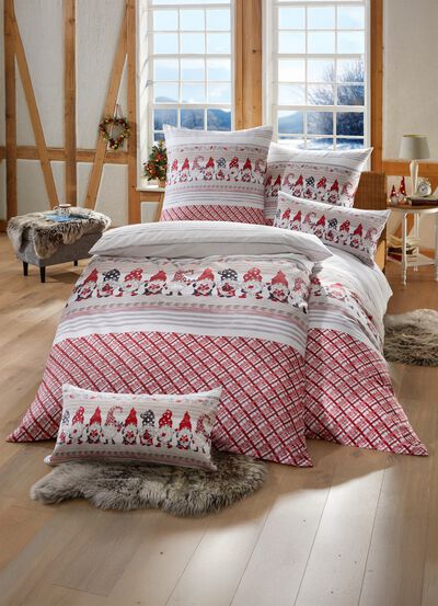 Flanell-Bettwäsche-Garnitur mit Reissverschluss 