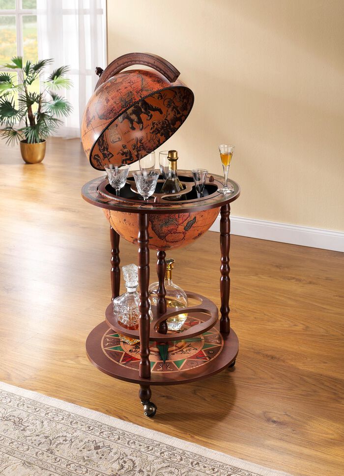 Nussbaumfarbene Globusbar NUSSBAUM