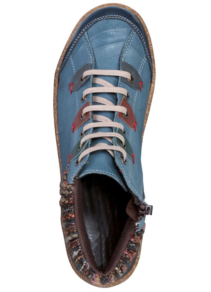 ELENA EDEN Schn&uuml;r-Bootie mit Knitter-Effekt JEANS-BUNT