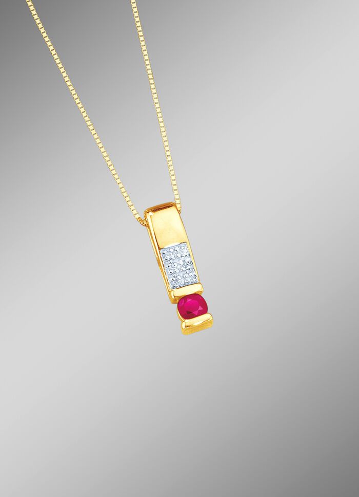 Anh&auml;nger mit echtem Rubin und Diamanten 