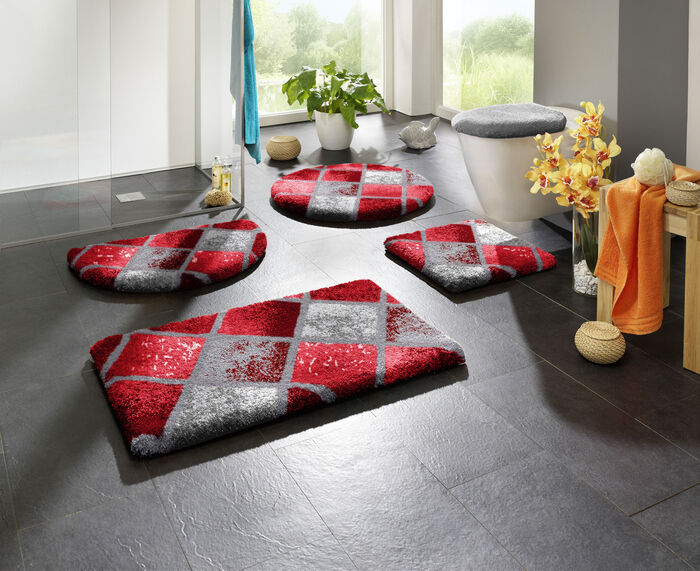 Traumhafte Badgarnitur in Supersoft-Qualität ROT-GRAU