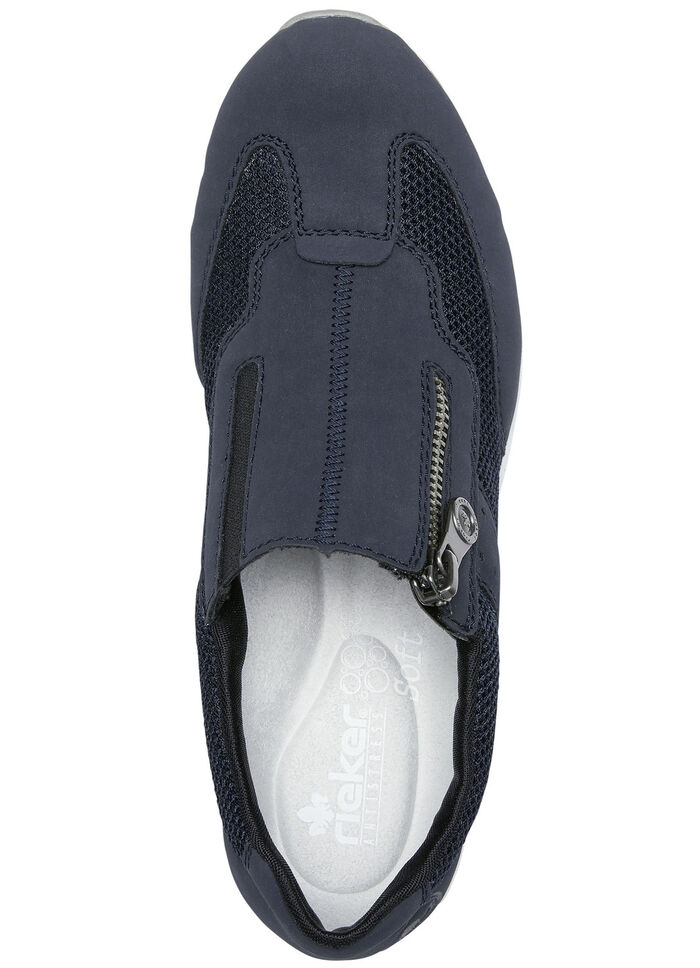 Rieker Slipper aus weichem Nubuk- und Textilmaterial DUNKELBLAU