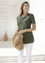Unifarbene Shirt-Tunika OLIV