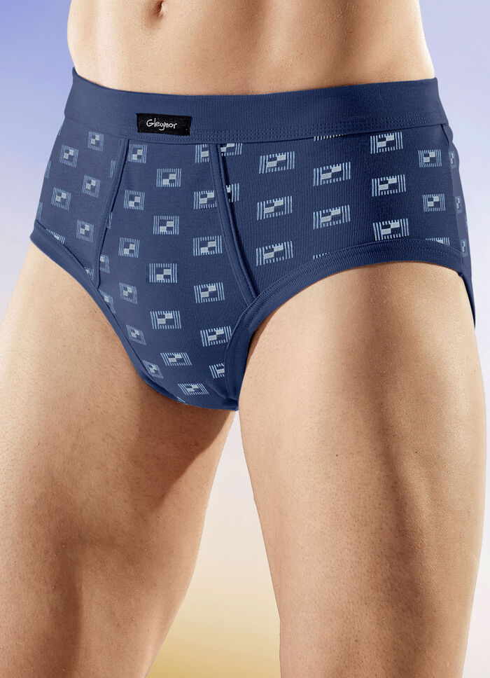 Sechserpack Slips aus Feinripp, mit Eingriff, bunt dessiniert 