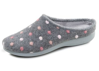 Laurina, klassische Damen-Hausschuhe, mit Pünktchen-Stickerei 