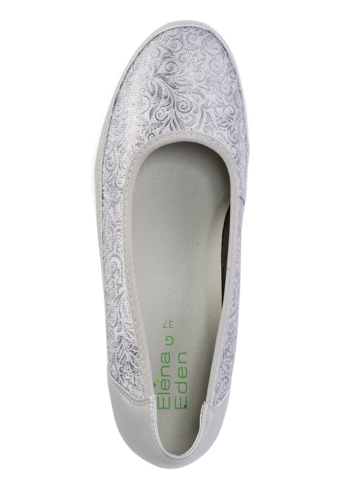 ELENA EDEN, bequeme Damen-Ballerinas, Weite G, mit herausnehmbarem Fussbett SILBERGRAU
