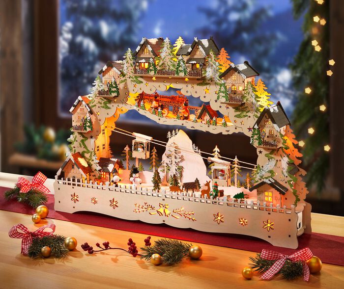 Schwibbogen aus Holz mit LED-Beleuchtung 