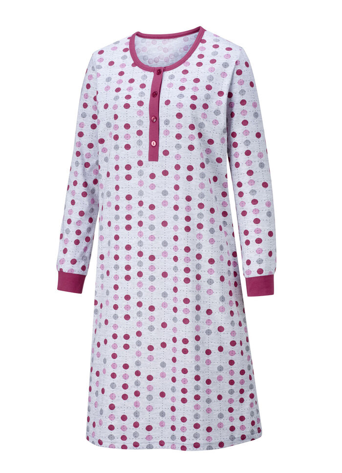 Zweierpack Nachthemden, Langarm mit Knopfleiste und Bündchen FUCHSIA/FLIEDER